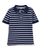 Kid Navy Striped Piqué Polo Shirt, image 1 of 2 slides