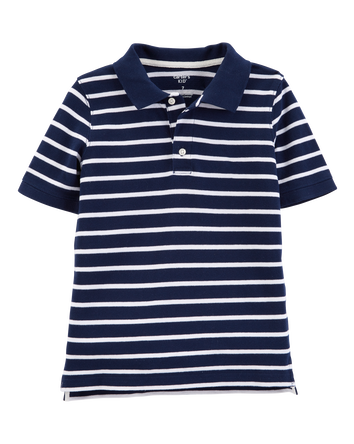Kid Navy Striped Piqué Polo Shirt, 