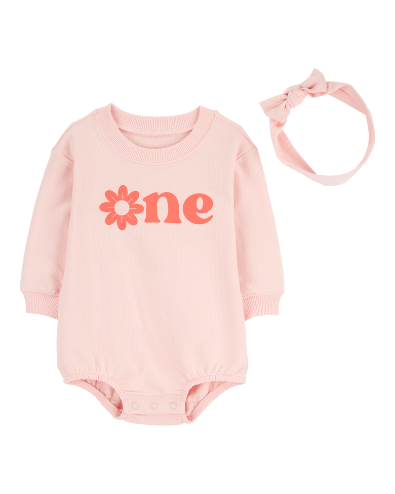 Baby 2-Piece Birthday Bubble & Headwrap Set, image 1 of 3 slides
