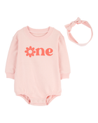 Baby 2-Piece Birthday Bubble & Headwrap Set, image 1 of 3 slides