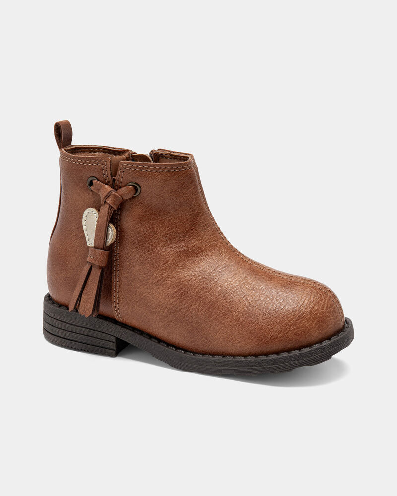 Toddler Girl Tassel Zip-Up Boots - Brown, image 1 of 6 slides