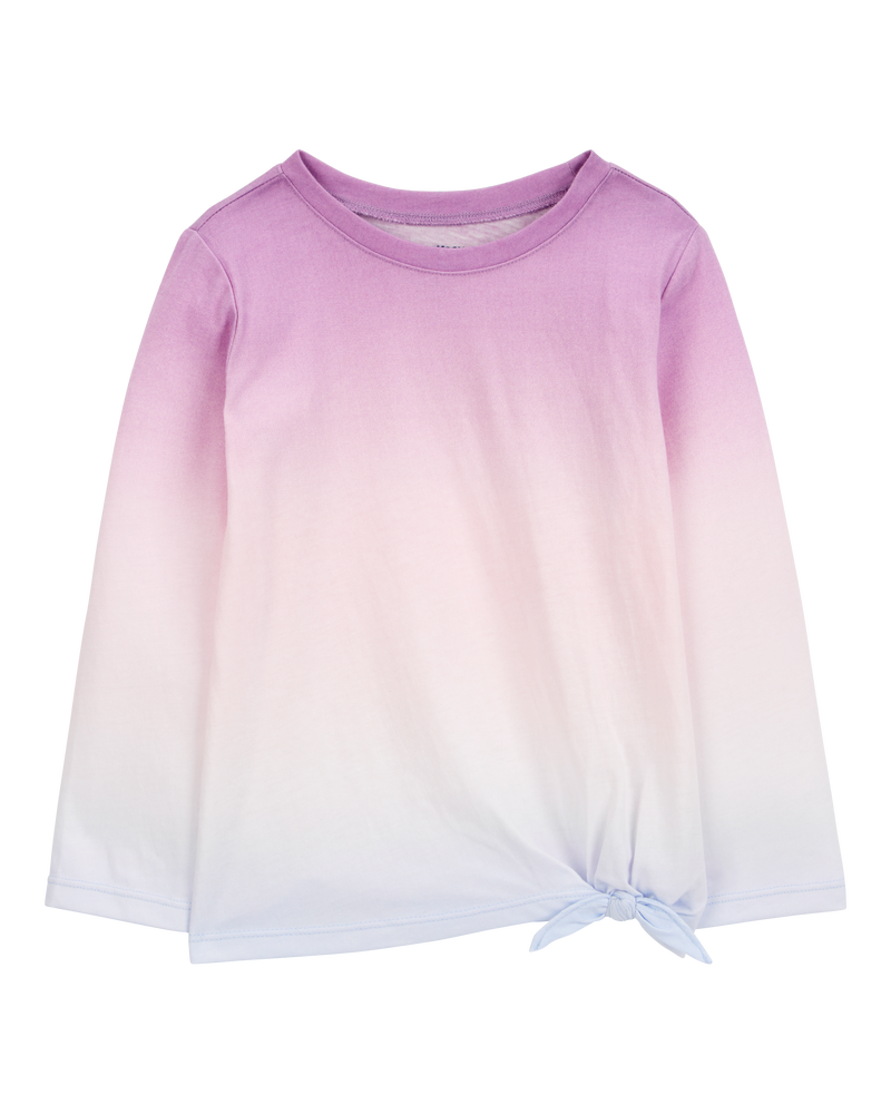 Toddler Ombre Tie-Front Long-Sleeve Top - Pink/Purple, image 1 of 3 slides