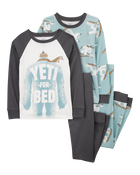 Kid 4-Piece Big Foot 100% Snug Fit Cotton Pajamas, image 1 of 4 slides