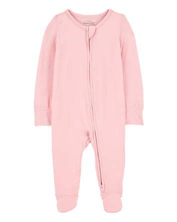 Baby Girl Solid 2-Way Zip PurelySoft Sleep & Play Pajamas - Pink, 