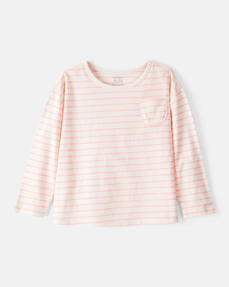 Toddler Girl Striped Long-Sleeve Top - Pink, image 1 of 3 slides