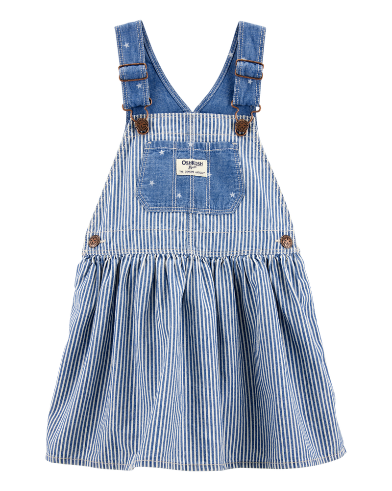 Toddler Chambray Striped Jumper Dress - Blue, image 1 of 4 slides
