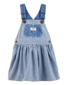 Toddler Chambray Striped Jumper Dress - Blue, image 1 of 4 slides