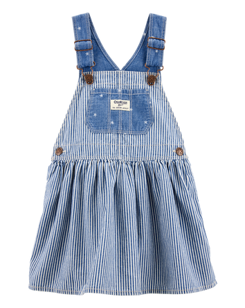 Toddler Chambray Striped Jumper Dress - Blue, 