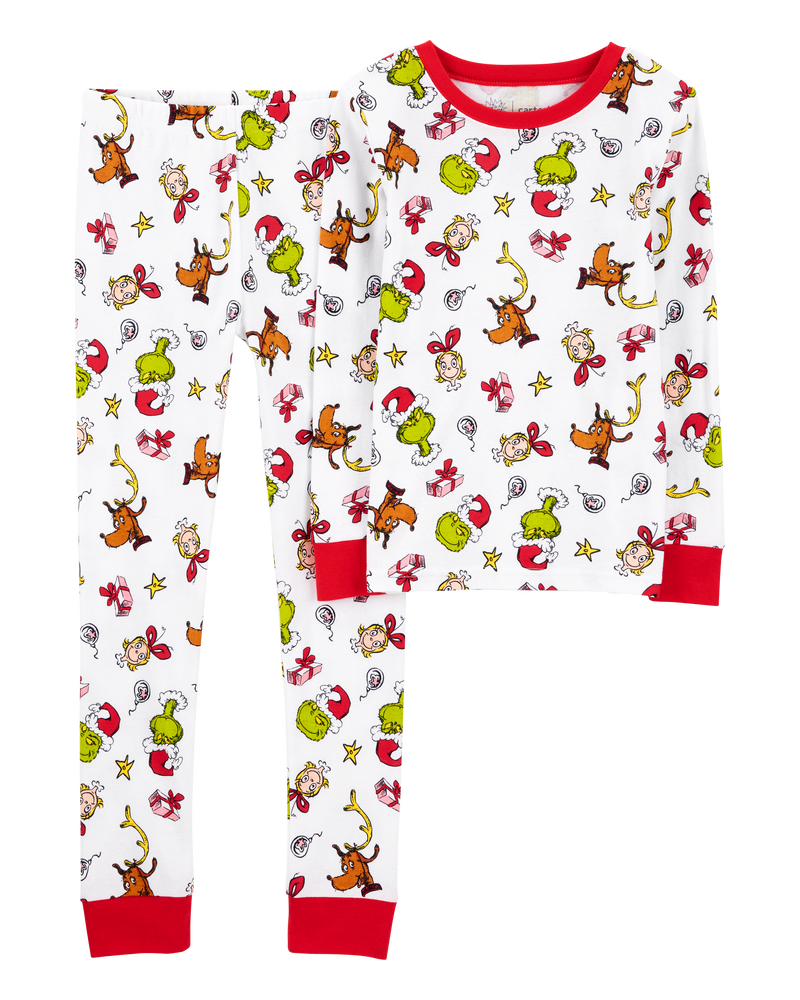 Kid 2-Piece Christmas Grinch 100% Snug Fit Cotton Pajamas, image 1 of 3 slides