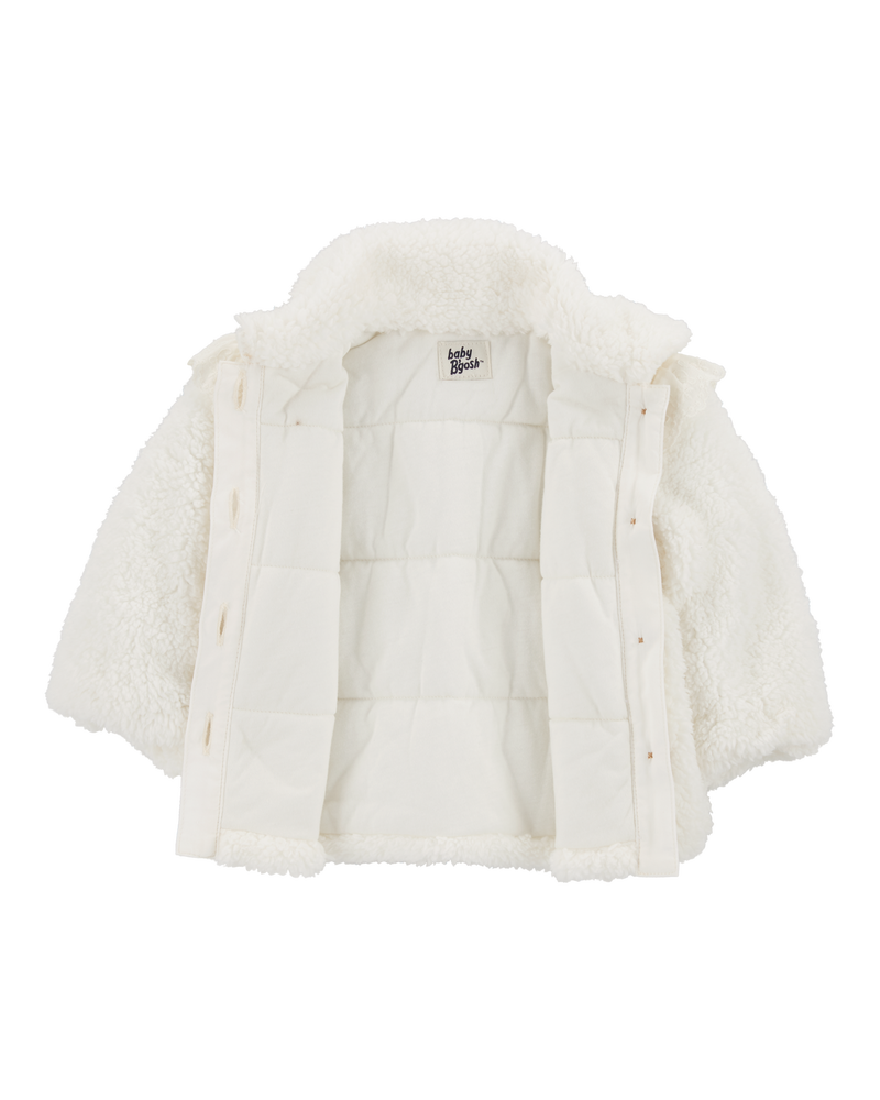 Baby Crochet Sherpa Jacket - Cream, image 2 of 4 slides