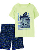 Blue/Green - Kid 2-Piece Shark Loose Fit Pajama Set