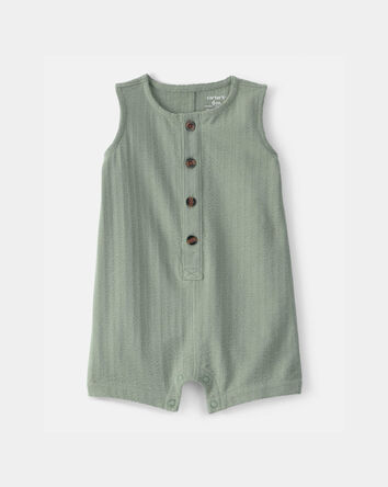 Baby Boy Solid Sleeveless Romper - Green, 
