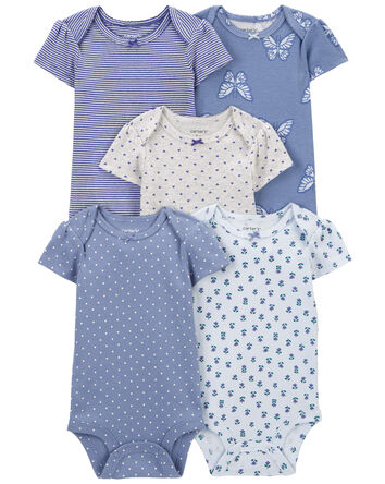 Baby 5-Pack Butterfly Short-Sleeve Bodysuits, 