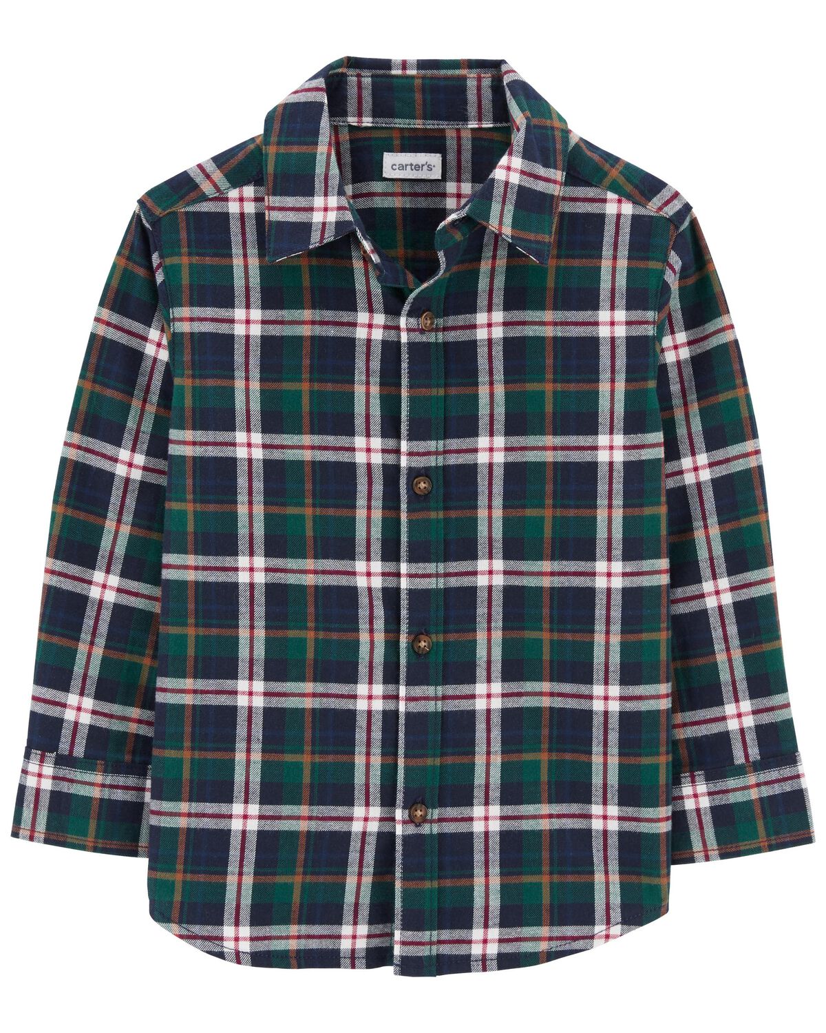 Green Toddler Plaid Button-Front Twill Shirt | carters.com