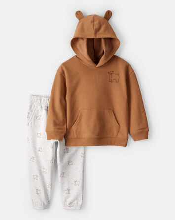 Toddler Boy Bear Print Long-Sleeve Tee & Pant Set - Brown, 