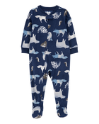 Baby 1-Piece Arctic Animal Print Fleece Footie Pajamas, image 1 of 4 slides