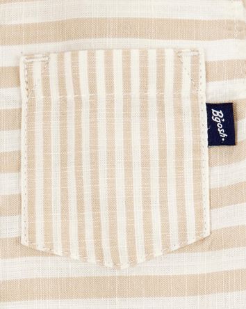 Baby Boy Striped Button-Front Short-Sleeve Bodysuit - Tan, 