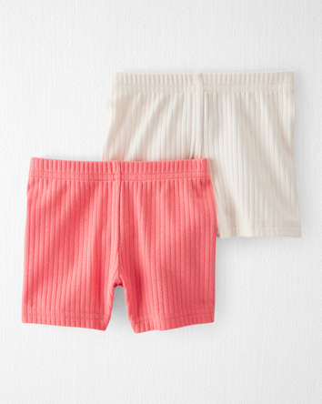 Baby 2- Pack Organic Cotton Ribbed Pedal Shorts, 