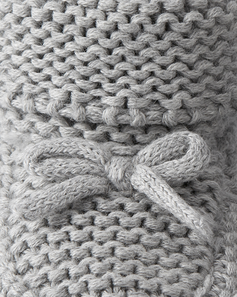 Baby Organic Cotton Crochet Booties in Gray, image 3 of 5 slides