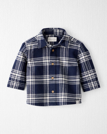 Baby Organic Cotton Button-Front Flannel Shirt, 