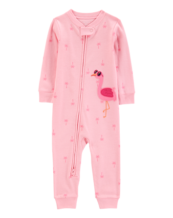 Toddler Girl Flamingo Print Snug Fit Cotton Footless 1-Piece Pajamas - Pink, 
