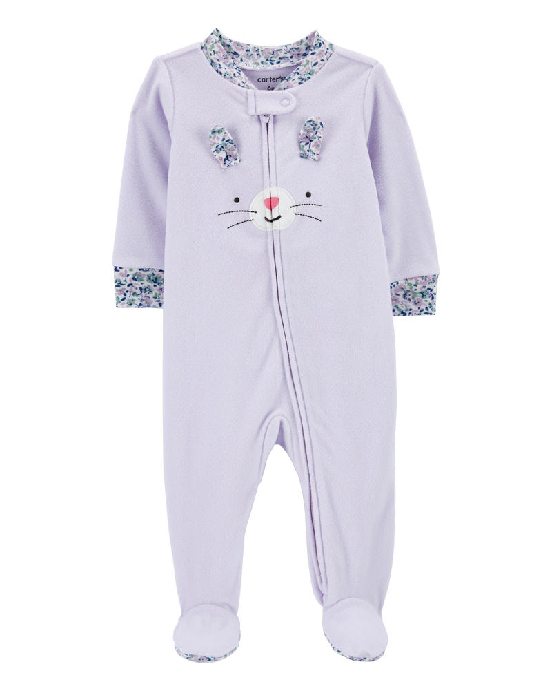 Baby Bunny Fleece Zip-Up Footie Sleep & Play Pajamas, image 1 of 5 slides