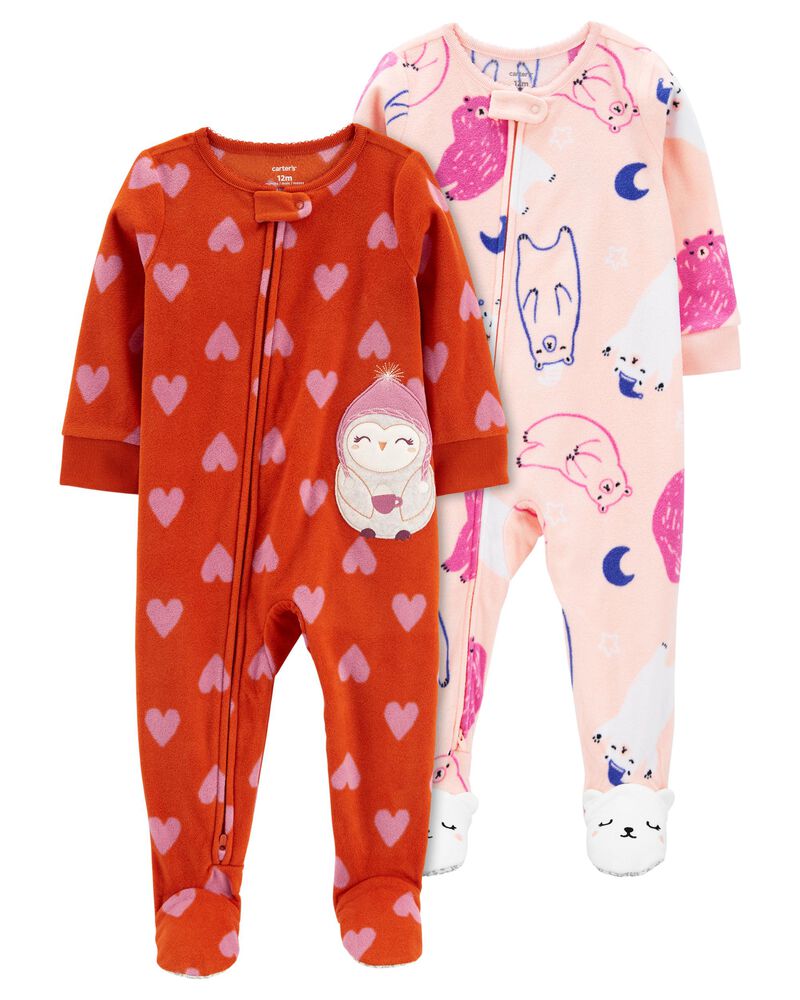 Baby 2-Pack 1-Piece Fleece Footie Pajamas, image 1 of 4 slides
