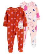 Baby 2-Pack 1-Piece Fleece Footie Pajamas, image 1 of 4 slides