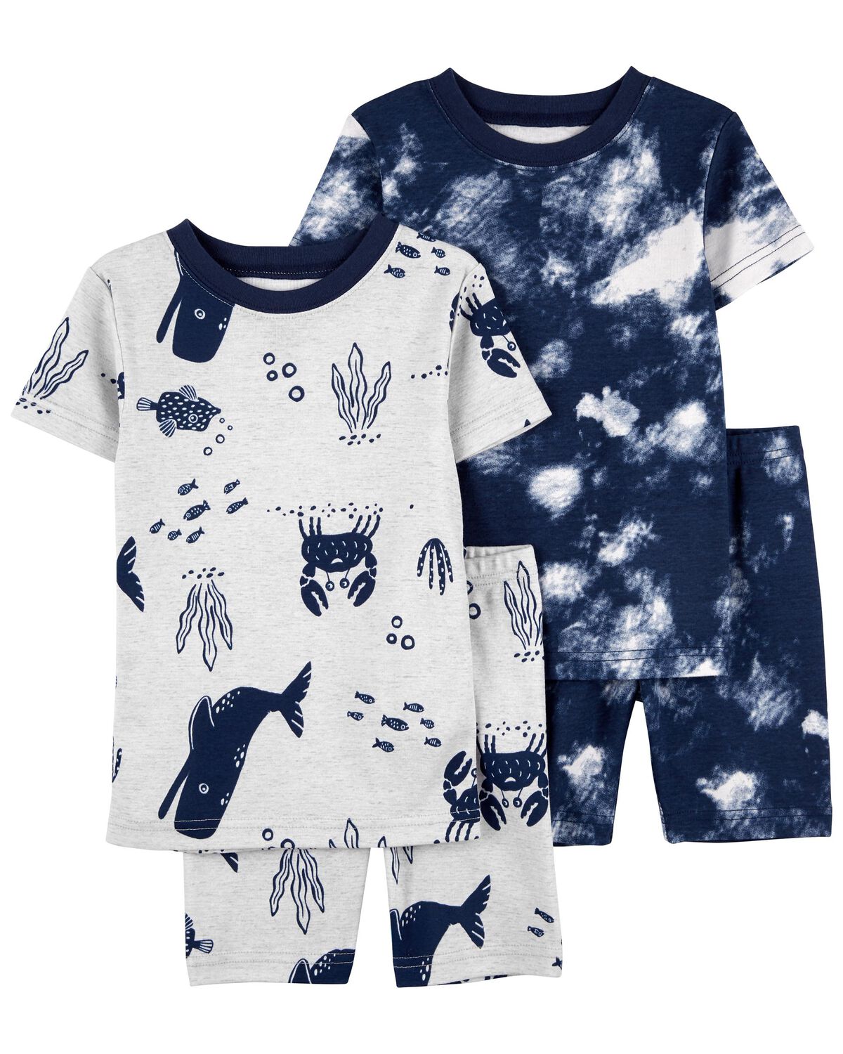 Navy Baby 4Piece Whale Print 100 Snug Fit Cotton Pajamas