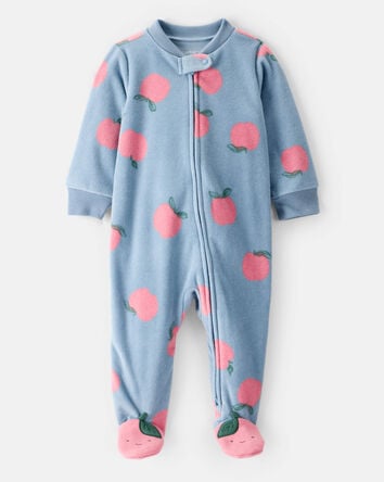 Baby Girl Apple Print Loose Fit Long-Sleeve Sleep & Play - Blue, 