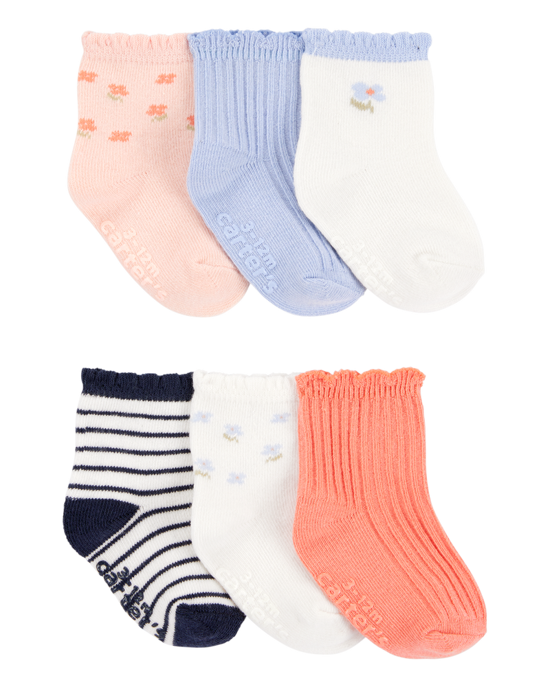 Baby Girl 6-Pack Floral Ruffle Booties, image 1 of 8 slides