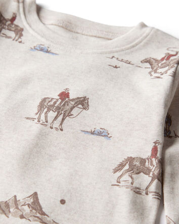 Toddler Organic Cotton Pajamas in Western Rodeo Print, 