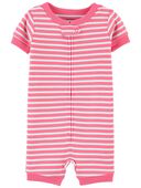 Pink - Baby 1-Piece Striped 100% Snug Fit Cotton Romper Pajamas