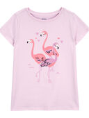 Pink - Kid Flamingo Heart Graphic Tee