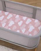 Skip Hop Cozy-Up 2-in-1 Bedside Sleeper 100% Cotton Fitted Bassinet Sheet - Pink & White Clouds, image 2 of 4 slides