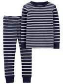 Navy - Toddler 2-Piece Striped Snug Fit Cotton Pajamas