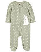 Baby Bunny 2-Way Zip Cotton Sleep & Play Pajamas, image 1 of 4 slides