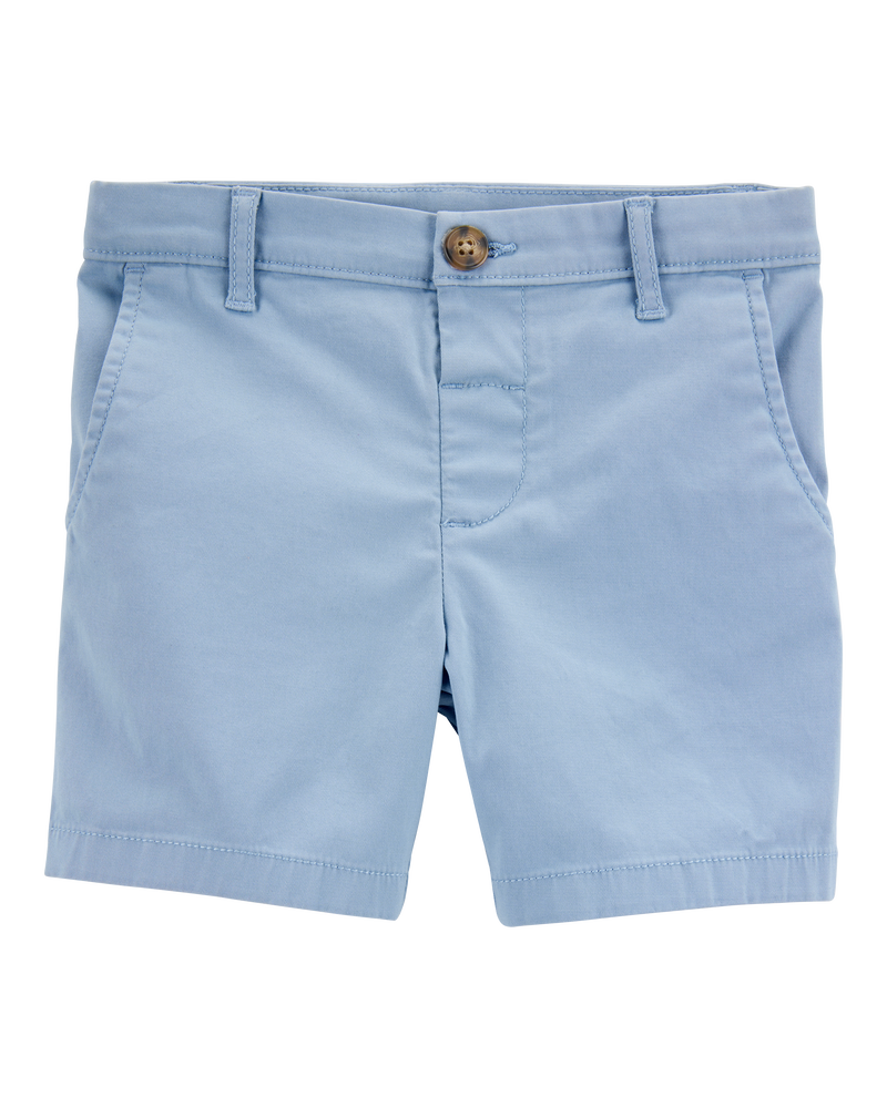 Toddler Stretch Chino Shorts - Blue, image 1 of 4 slides