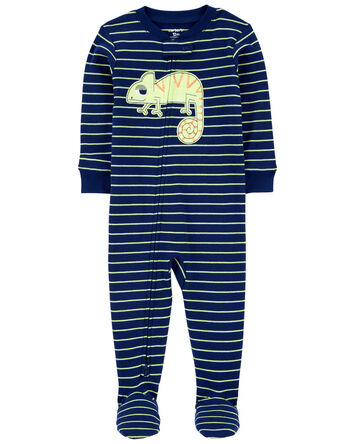 Toddler 1-Piece Chameleon 100% Snug Fit Cotton Footie Pajamas, 