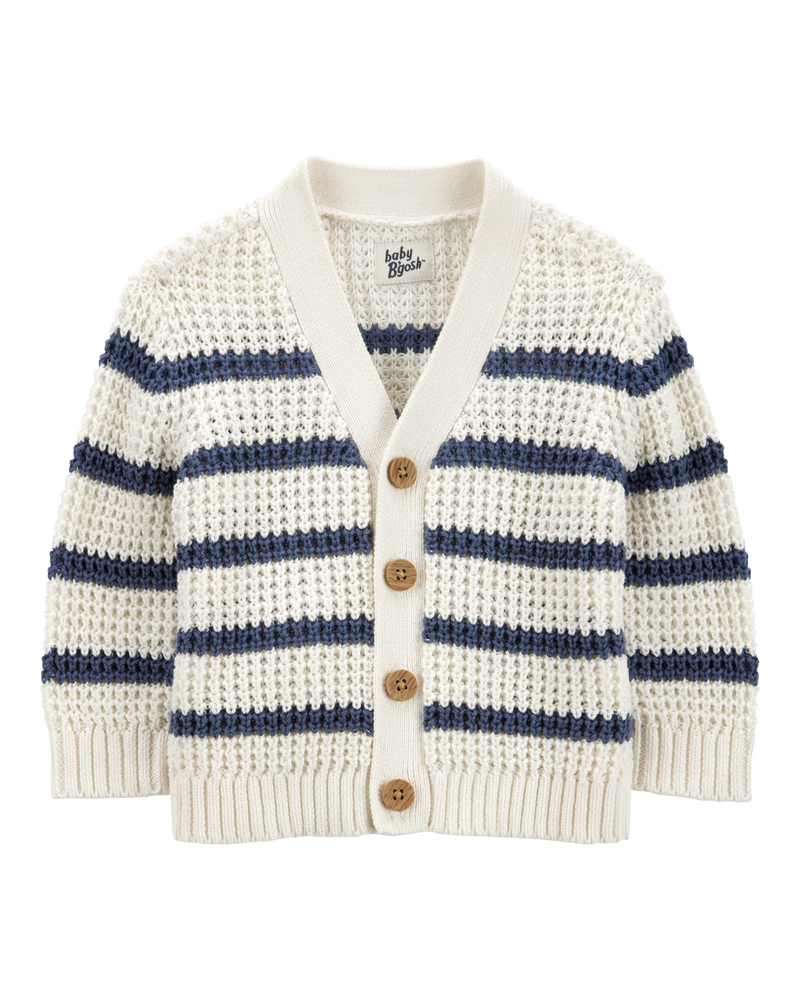 Baby Striped Button-Front Sweater Knit Cardigan - Cream, image 1 of 3 slides