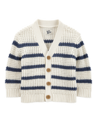 Baby Striped Button-Front Sweater Knit Cardigan - Cream, image 1 of 3 slides