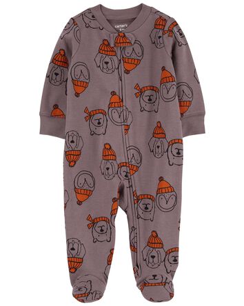 Baby Animal Print 2-Way Zip Cotton Sleep & Play Pajamas, 
