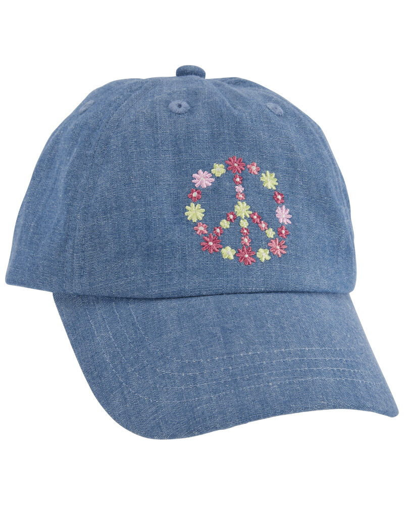 Kid Peace Sign Chambray Baseball Cap, image 1 of 2 slides