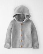 Toddler Organic Signature Stitch Cardigan in Gray, image 1 of 4 slides