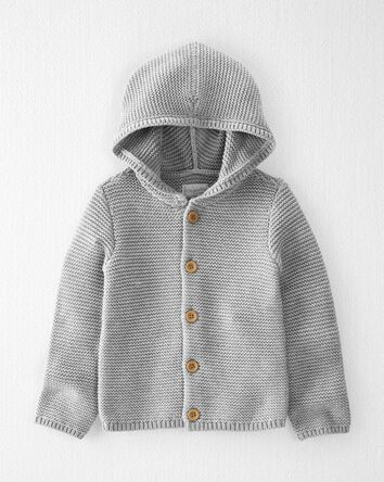 Toddler Organic Signature Stitch Cardigan in Gray, 