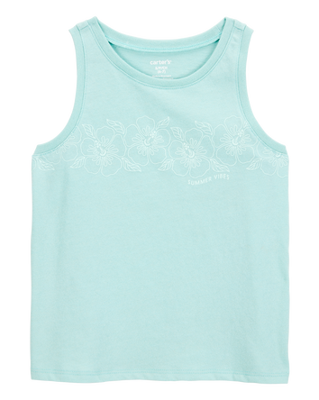 Kid Flower Vintage Muscle Tank - Turquoise, 