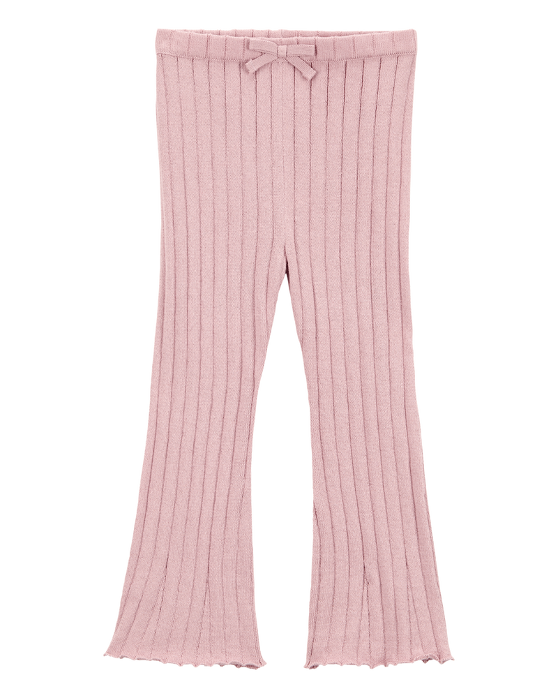 Baby Ribbed Sweater Knit Flare Pants - Pink, image 1 of 4 slides