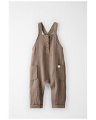 Baby Organic Cotton Gauze Overalls in Taupe, image 1 of 6 slides