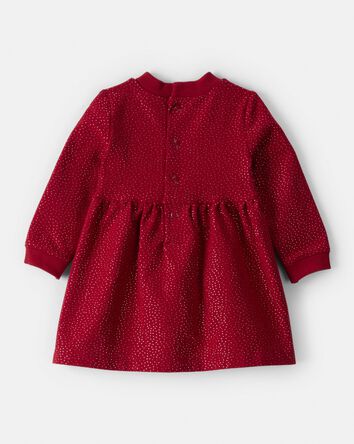 Baby Girl DayDream Fleece Bow Glitter Dress Set - Red, 