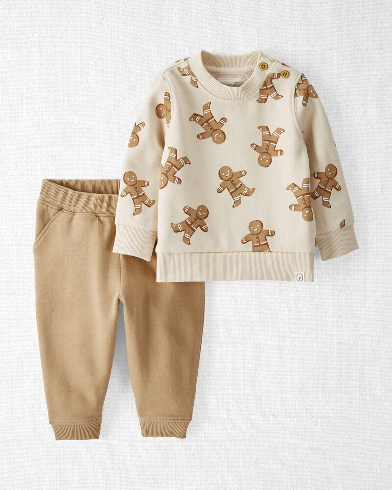 Baby 2-Piece Gingerbread Man Holiday Set Made with Organic Cotton, image 1 of 5 slides